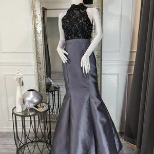 Black and Grey Formal Evening Prom Dress Gown
